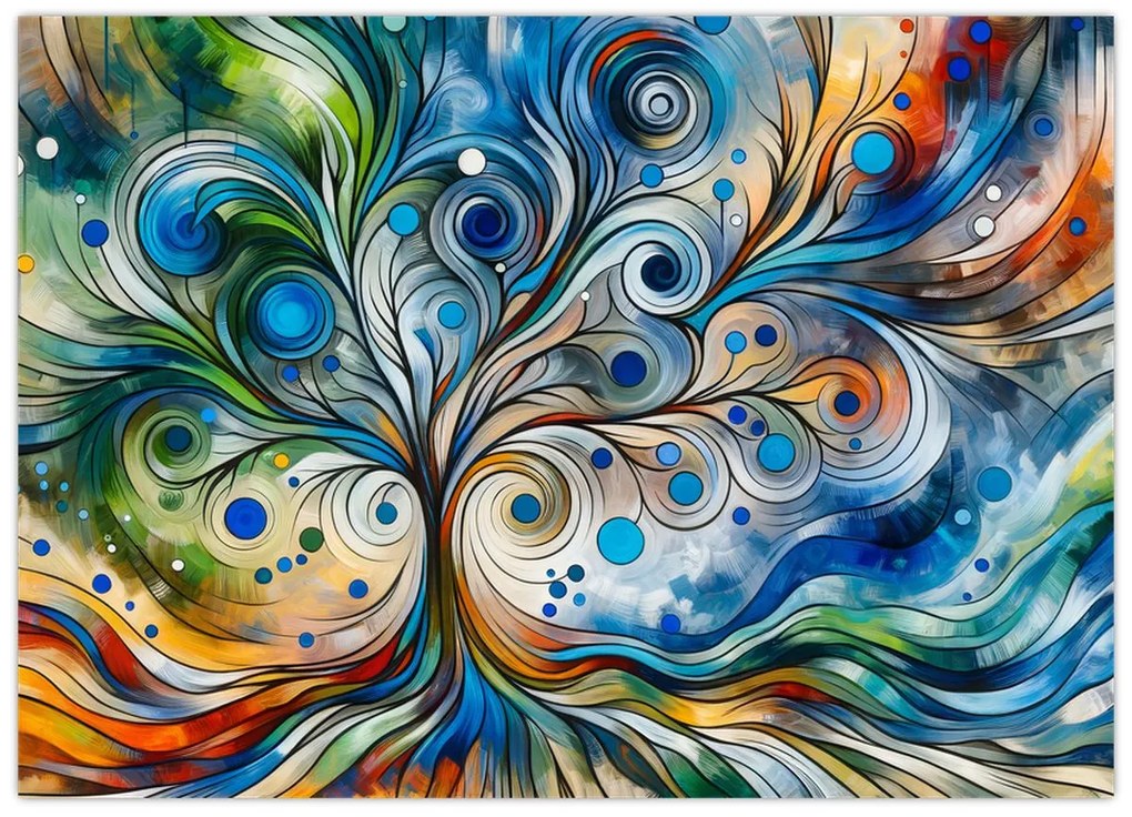 Kép – Színes energikus fa (70x50 cm)