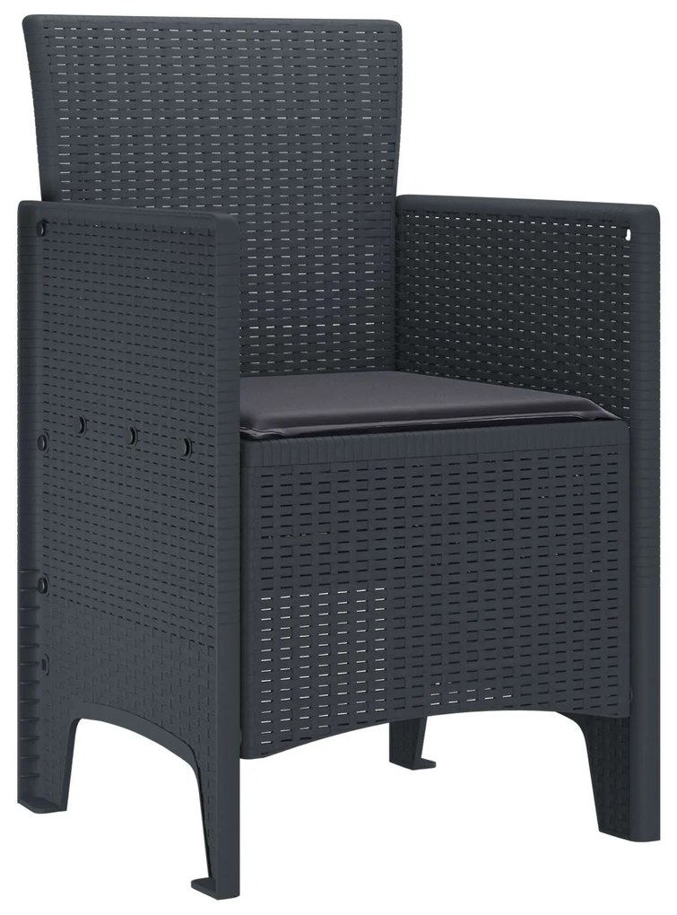 vidaXL Kerti Szék párnával 2 pcs Antracit 53 x 49 x 85 cm Polipropilén