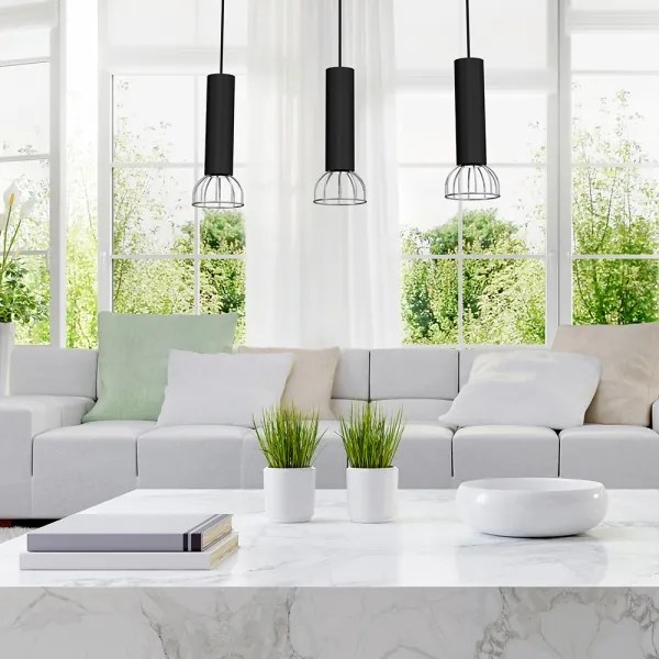 Csillár zsinóron DANTE 3xGU10/25W/230V fekete/fényes króm