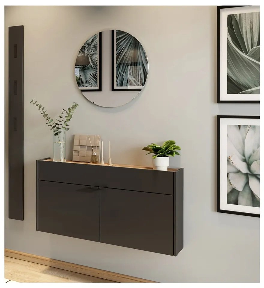 Antracitszürke-natúr színű előszoba bútor Ameca – Germania