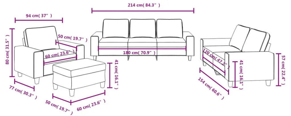 4 részes fekete szövet ülőgarnitúra