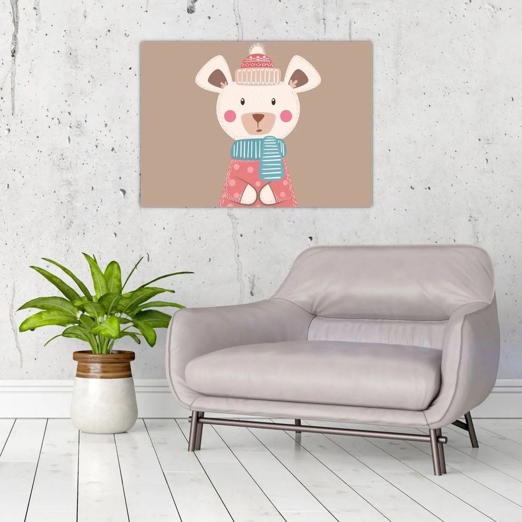 Üveg kép - Egér sállal (70x50 cm)