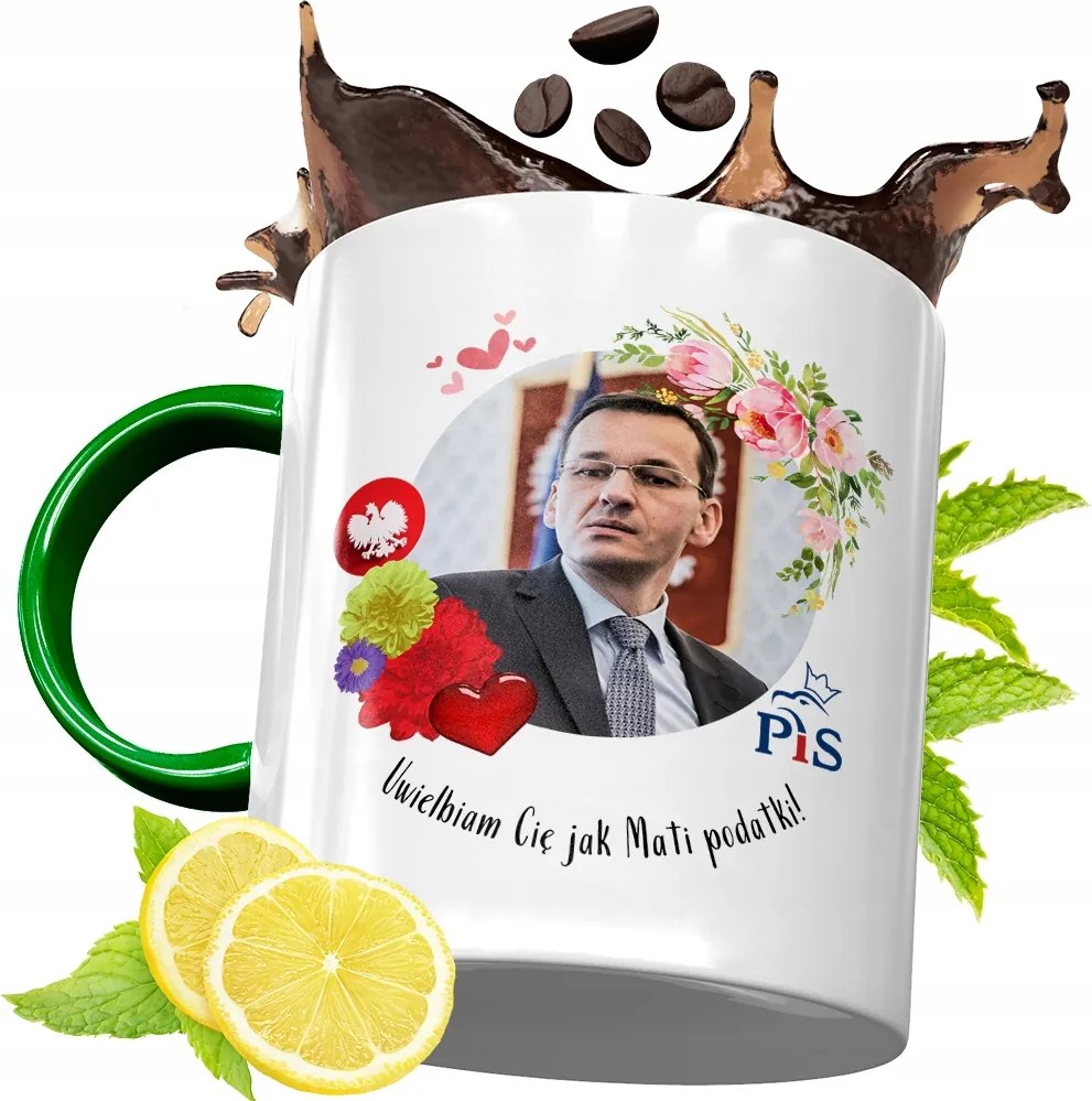 Máté Morawiecki Zöld Bögre Ajándék, fényképes nyomattal