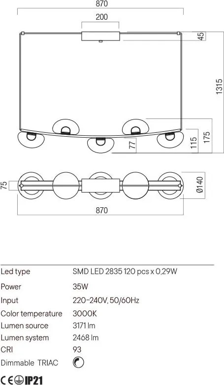 REDO 01-3244 SINCLAIR Modern Függesztett Lámpa LED IP20