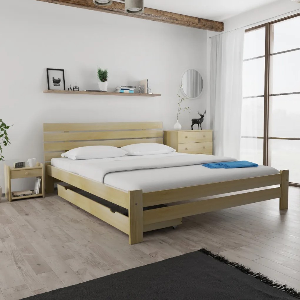 PARIS magasított ágy 180x200 cm, fenyőfa Ágyrács: Léces ágyrács, Matrac: Deluxe 10 cm matrac