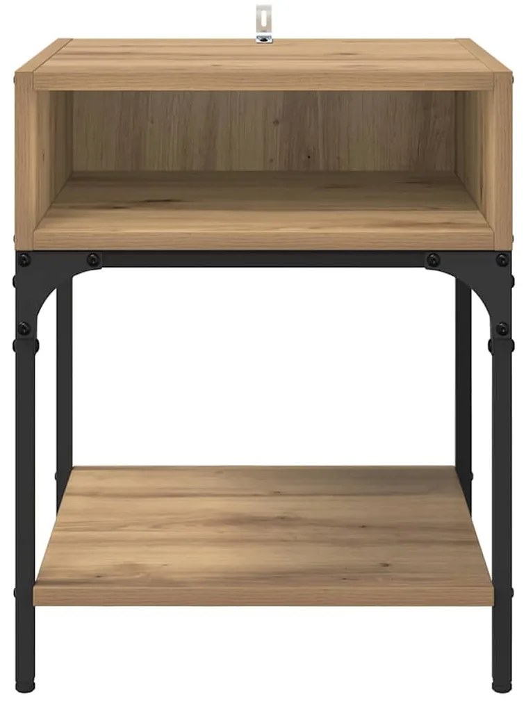 Éjjeli asztal 2 pcs kézműves tölgy 40 x 40 x 50 cm Faanyag