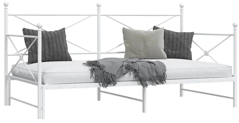 Daybed with Trundle without Mattress White 100x200 cm acél