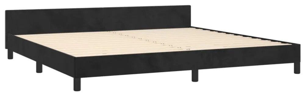 fekete bársony ágykeret matrac nélkül 200 x 200 cm