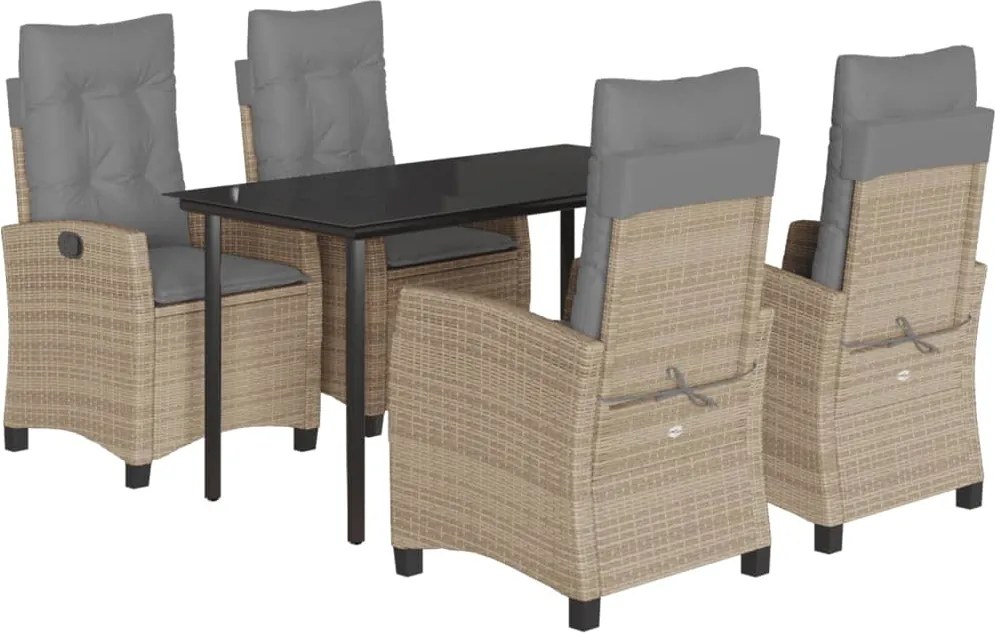 vidaXL 5 részes vegyes bézs polyrattan kerti étkezőgarnitúra párnákkal