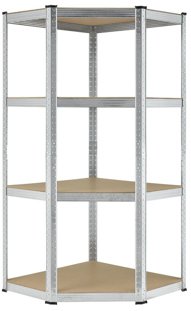 Juskys Sarokpolc - 160x75x40-75 cm - ezüst színű
