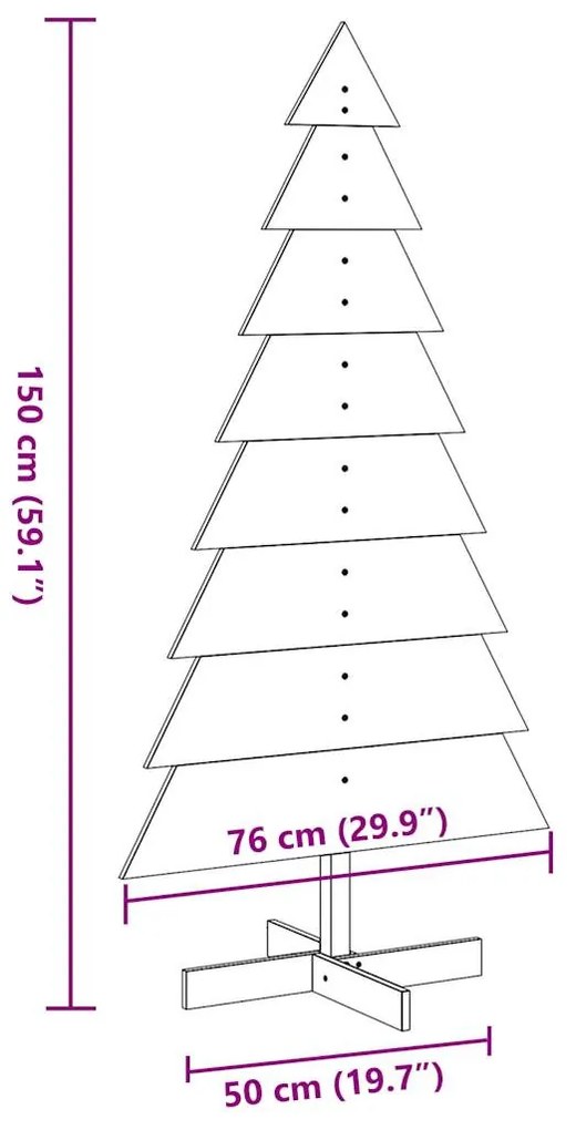 fehér tömör fenyőfa karácsonyfa-dekoráció 150 cm