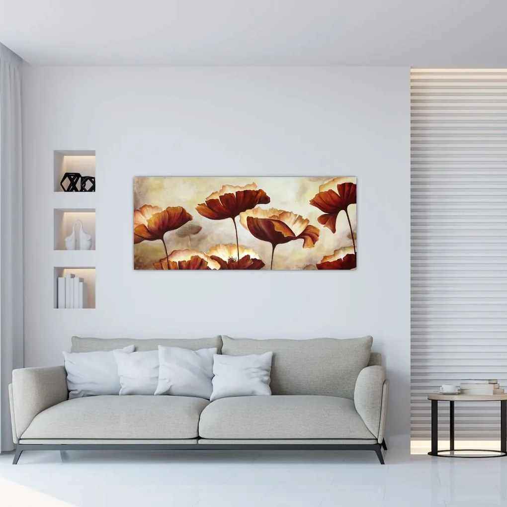 Piros virágok képe (120x50 cm)
