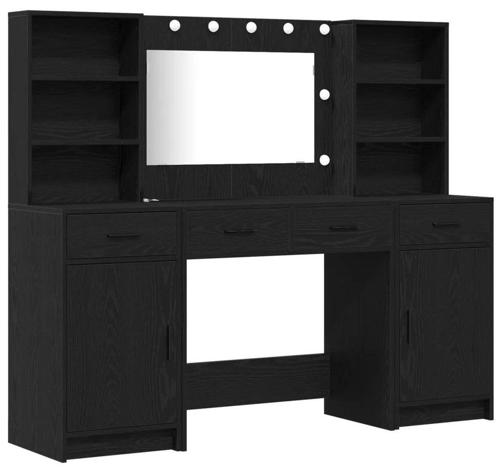 Sminkasztal Készlet 3 pcs Musta tammi 78.5 x 41 x 135 cm