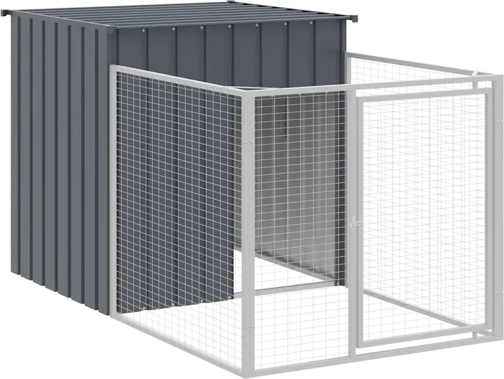 vidaXL antracit horganyzott acél kutyakennel kifutóval 110x201x110 cm