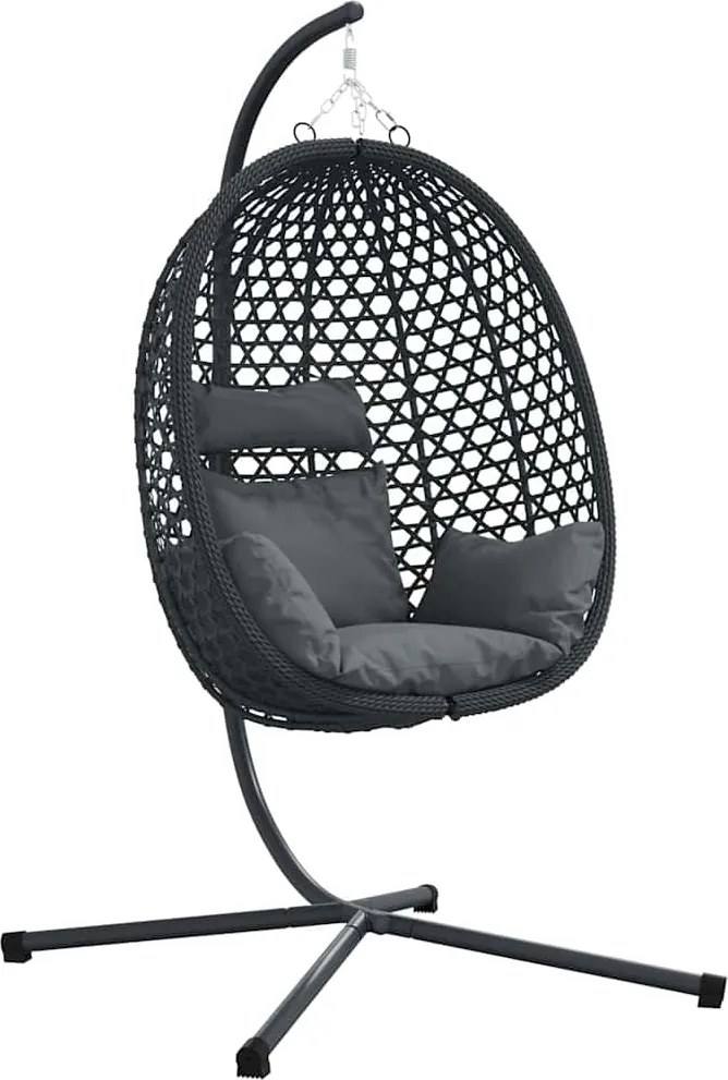 vidaXL Függő tojás szék Antracitszürke és fekete 104 x 100 x 191 cm