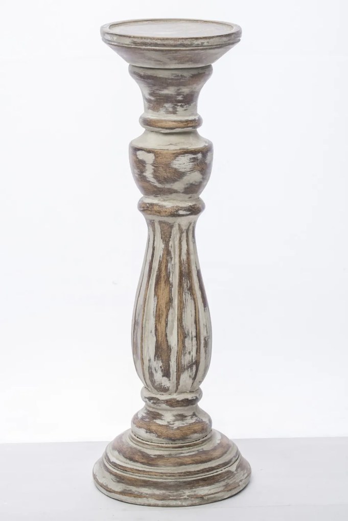 Provence koptatott barna-fehér műanyag gyertyatartó állvány 33x11x11cm