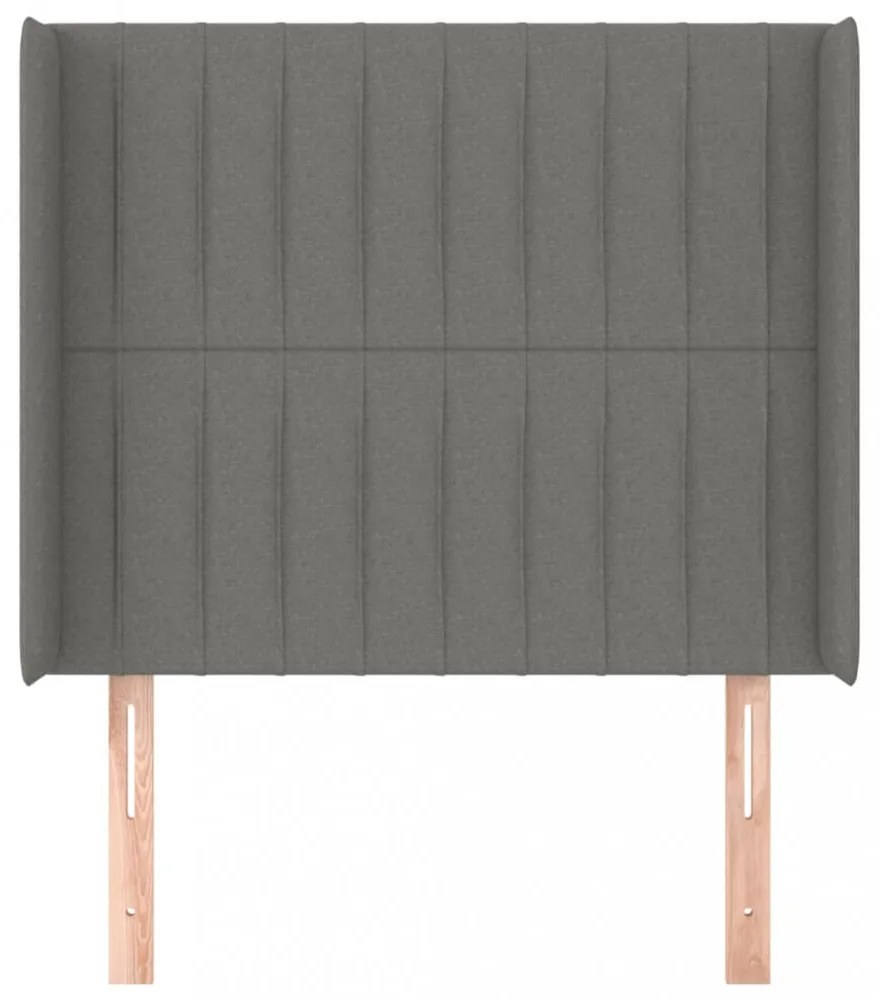 sötétszürke szövet fejtámla szárnyakkal 103x16x118/128 cm