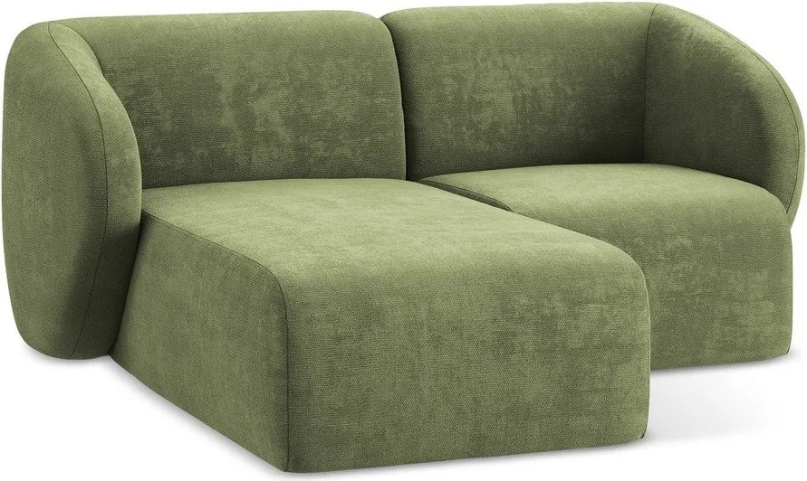 Zöld zsenília sarokkanapé (bal oldali-heverő résszel) Lani – Makamii