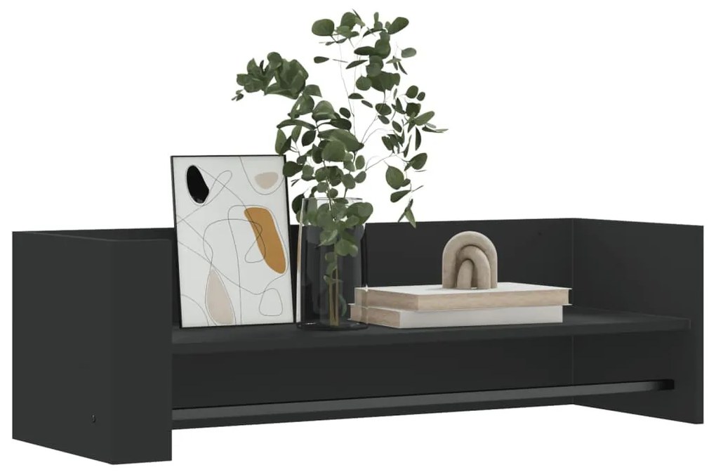 fekete szerelt fa fali polc 100x35x30,5 cm