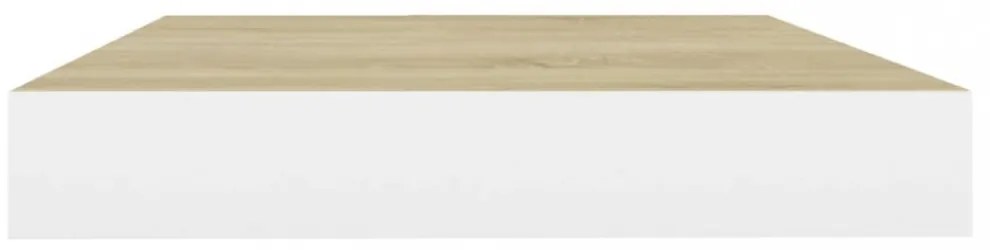 2 db tölgyszínű és fehér MDF lebegő fali polc 40 x 23 x 3,8 cm