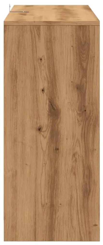 kézműves tölgy színű szerelt fa tálalószekrény 102 x 33 x 75 cm