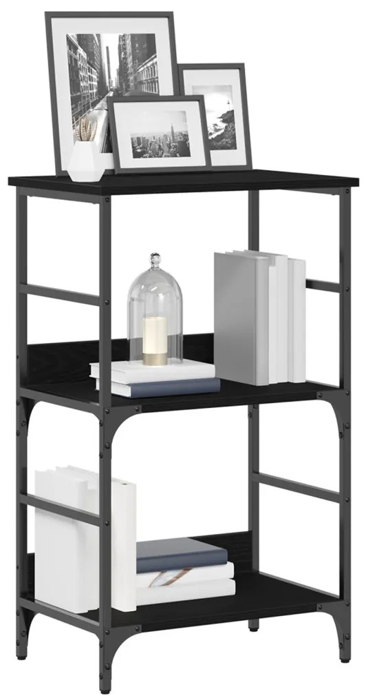 Könyvespolc Fekete Tölgy 50x33x82 cm Épített Fa és Acél