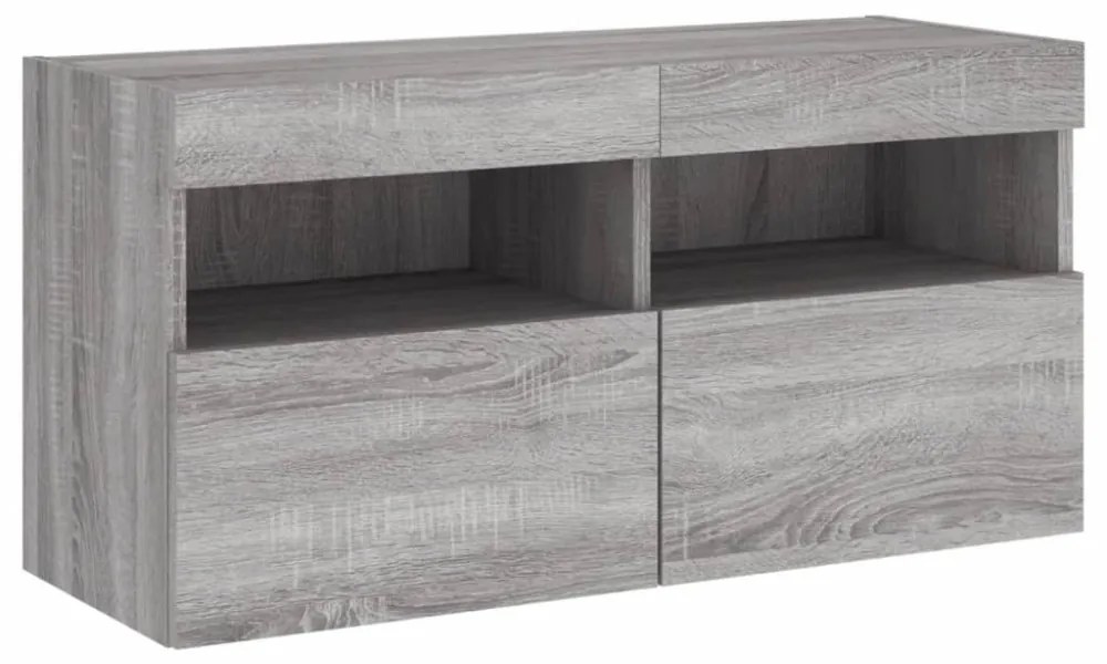 szürke sonoma színű fali TV-szekrény LED-del 80 x 30 x 40 cm