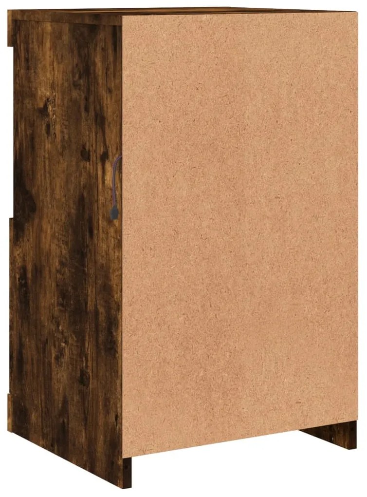 vidaXL 2 db füstös tölgy színű szerelt fa kisszekrény LED-fényekkel