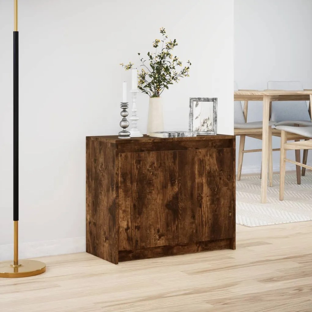 füstös tölgy szerelt fa tálalószekrény LED-del 72 x 34 x 61 cm