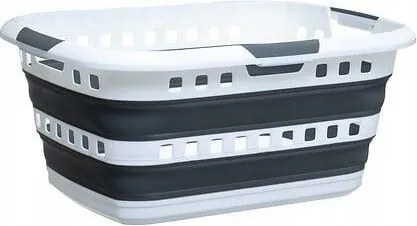 Hamper összecsukható szennyestartó kosár 45L fehér-szürke