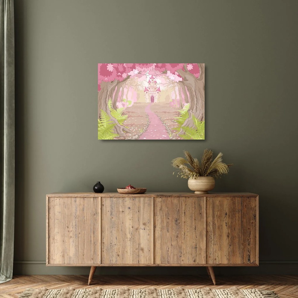 Kép - Utazás a rózsaszín királyságba (üvegen) (70x50 cm)