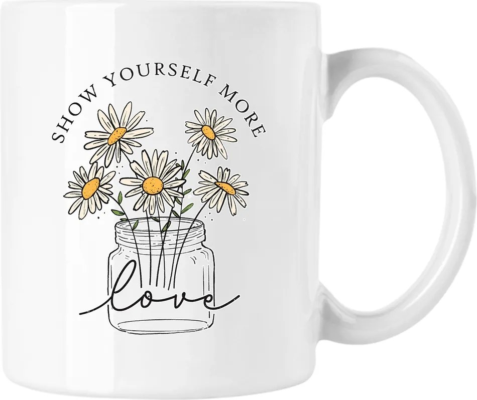 Bögre Virágok Vonalak Divat Művészet 5 Fehér 330ml