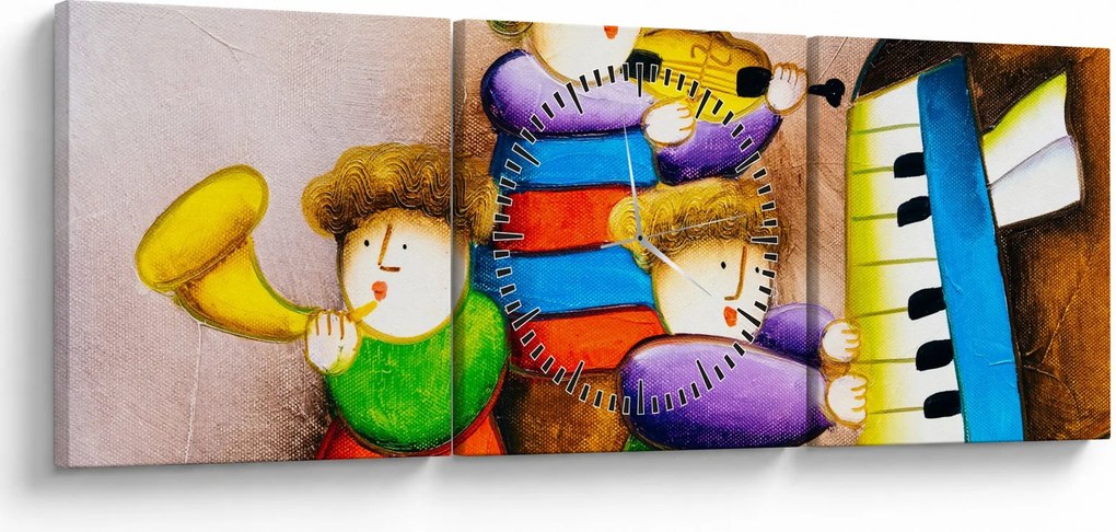 Kép - Zenészek, festmény (órával) (90x30 cm)