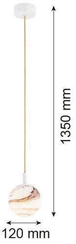 Argon 8451 - Csillár zsinóron ALMIROS 1xE14/7W/230V átm. 12 cm alabástrom fehér/arany