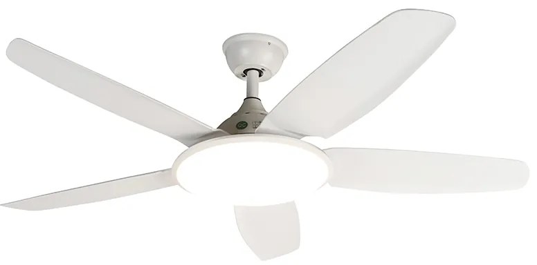 Mennyezeti ventilátor fehér 130 cm LED-del, fényerőszabályzóval és távirányítóval - Vifte