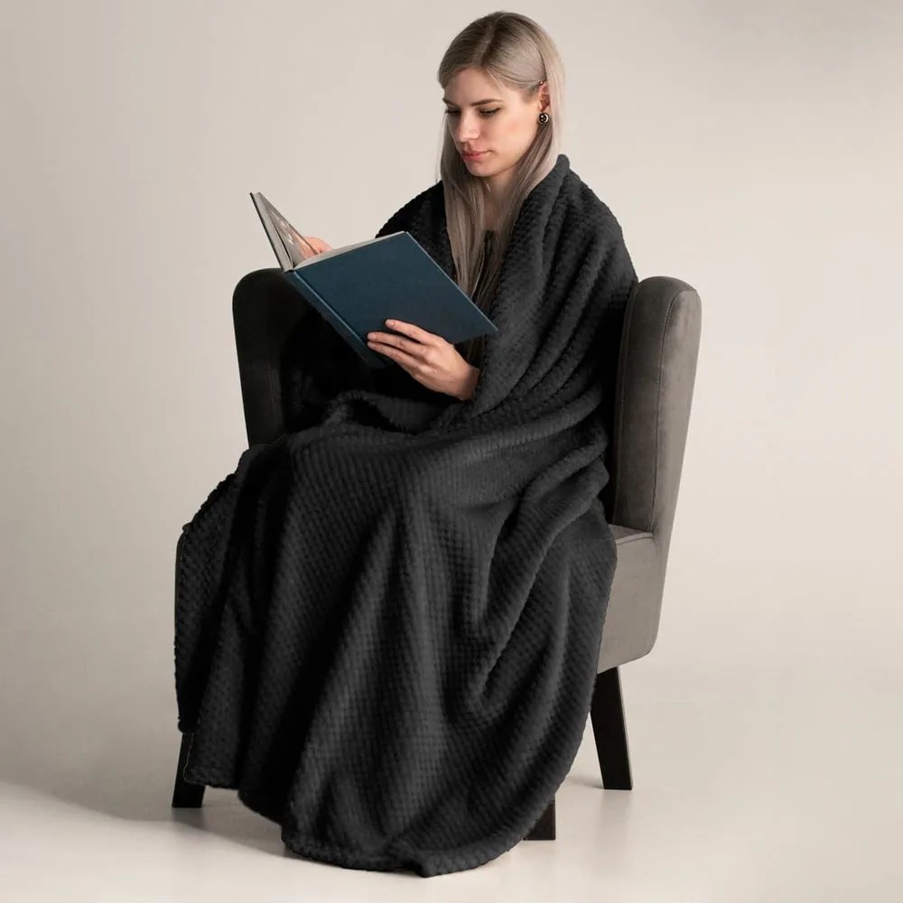 Henry fekete mikroszálas takaró 170 x 210 cm - DecoKing