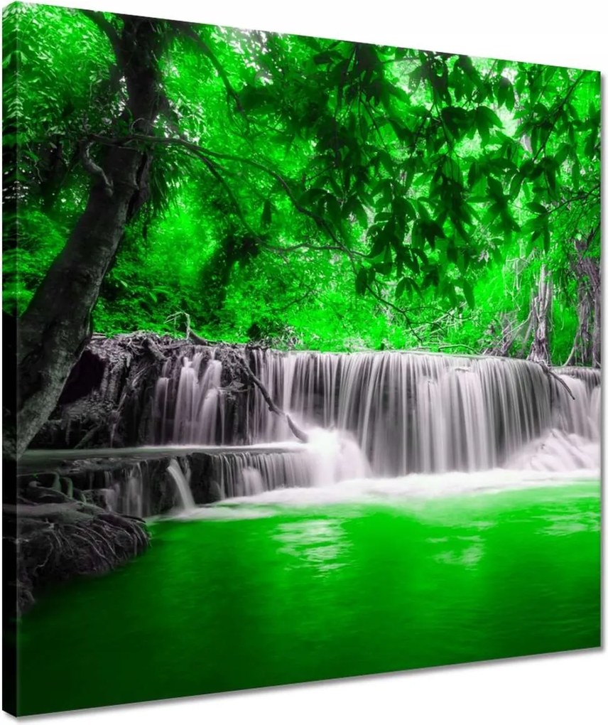 Vászonkép 40x40 Zöld vízesés Kaszkád