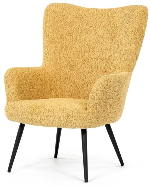Füles fotel sárga bouclé szövettel. AK-W1206 YEL2