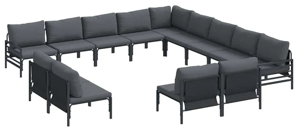 Kerti Kanapé Szett párnával 13 pcs Antracitszürke Acél