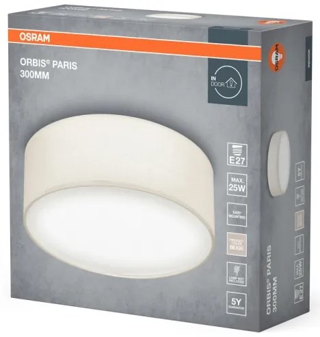Osram - Mennyezeti lámpatest ORBIS PARIS 1xE27/25W/230V Ø 30 cm krémszínű