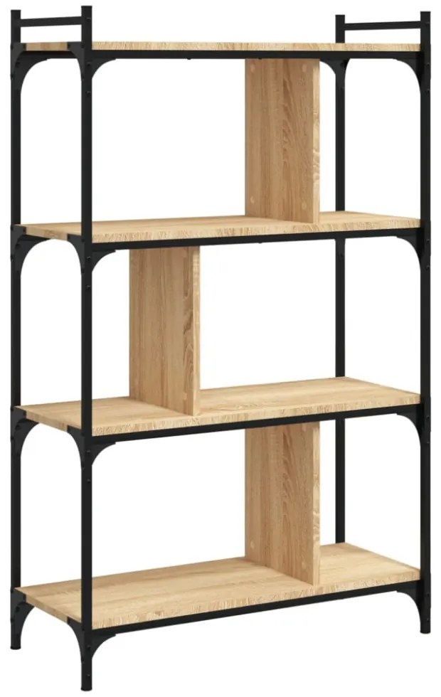 4 szintes sonoma tölgy színű fa könyvespolc 76 x 32 x 123 cm