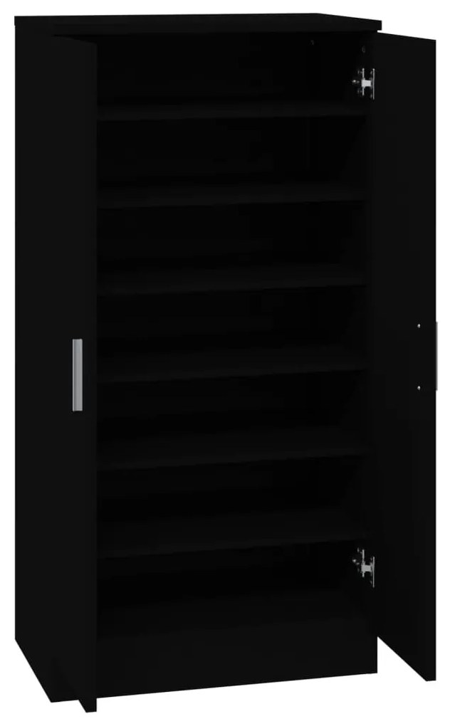 fekete szerelt fa cipősszekrény 55 x 35 x 108 cm