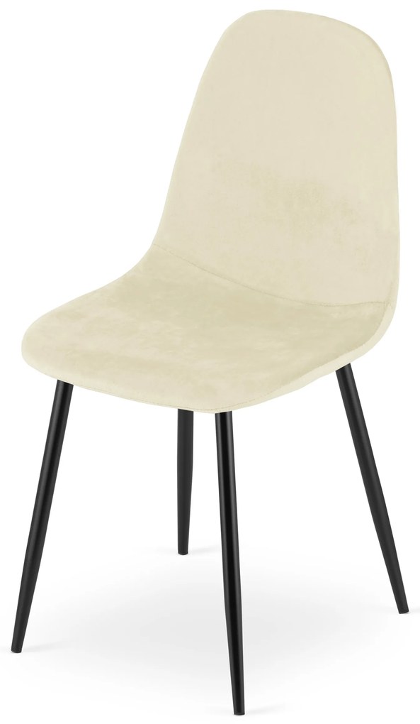 Bézs bársony szék COMO fekete lábakkal