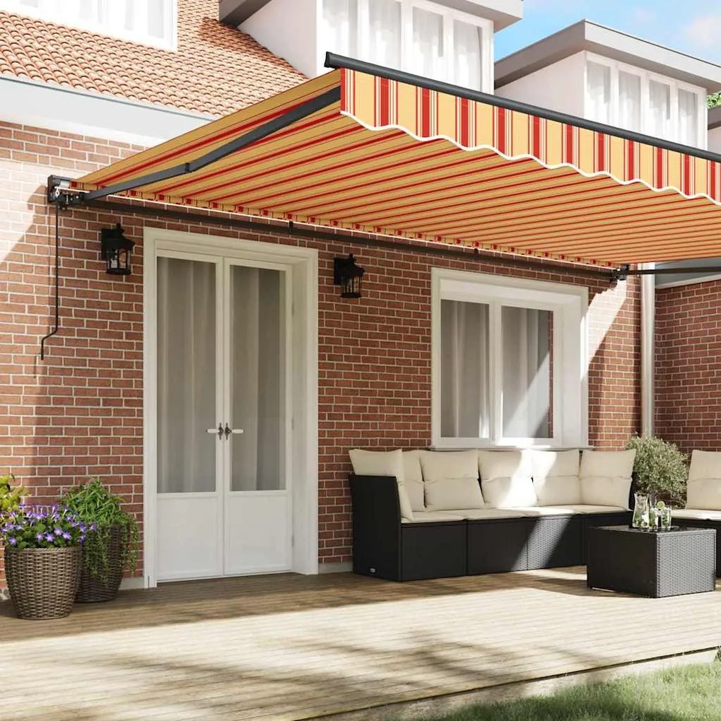 Behúzható napellenző Sárga és narancs 500x300 cm szövet
