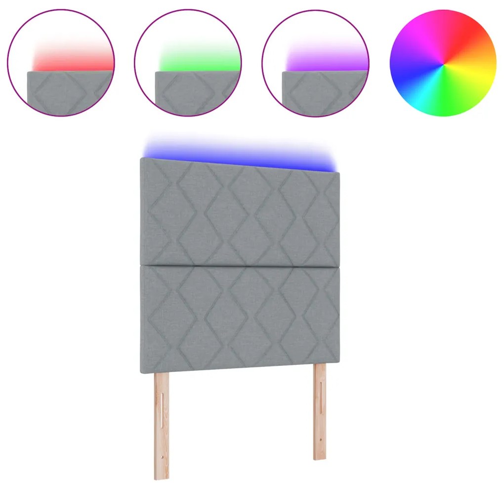 LED Fejtámla Gyémántblokkok Mintázat Világosszürke 100 cm Szövet