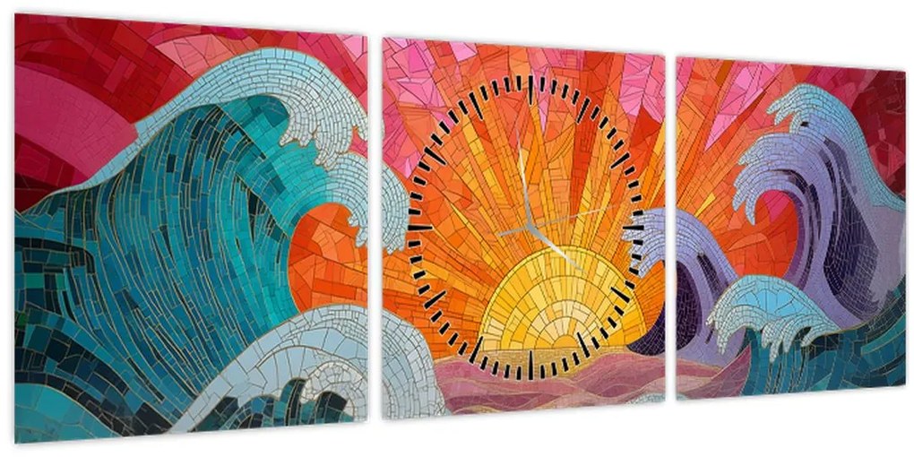 Kép - Hullámmozaik (órával) (90x30 cm)