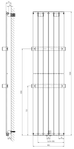 Sapho - COLONNA fürdőszobai radiátor 910W/230V 45x180 cm ezüst