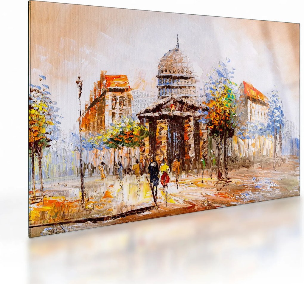 Kép - Festett városi emlékmű (üvegen) (70x50 cm)