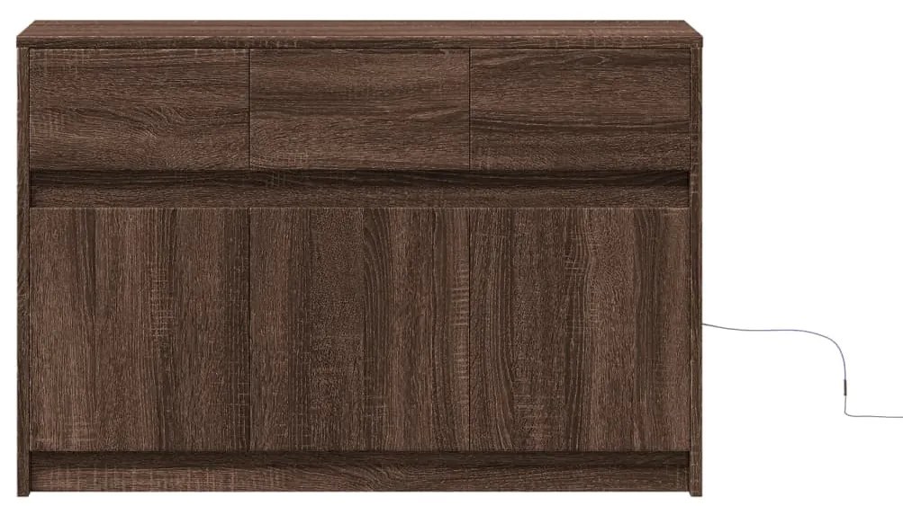 barna tölgy színű szerelt fa LED-es TV-szekrény 91x34x61 cm
