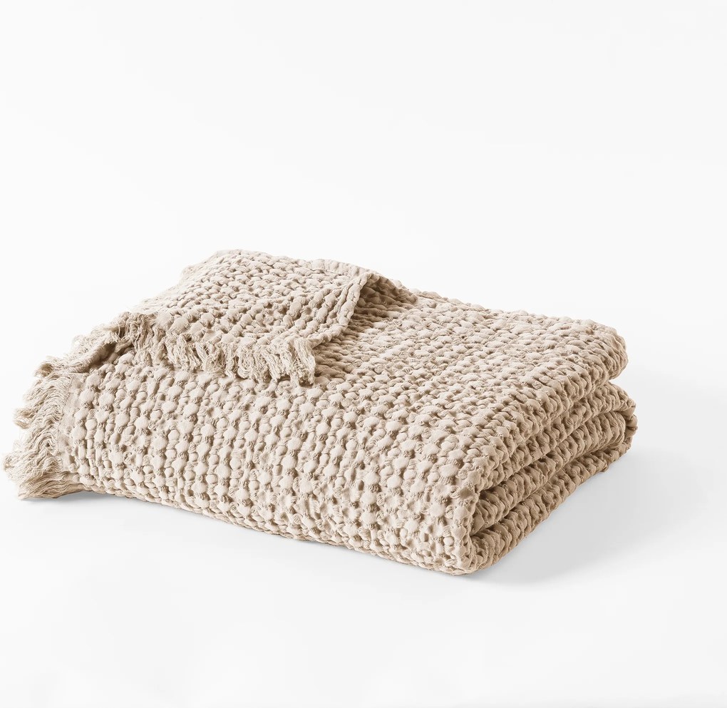 Pamut ágytakaró rojtokkal 125x200 VitalHome Krém Natural M27922